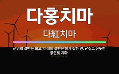 🌟다홍치마: 위의 절반은 희고, 아래의 절반은 붉게 칠한 연., 짙고 산뜻한 붉은빛 치마. - 표준국어대사전