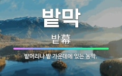 🌟밭막: 밭머리나 밭 가운데에 있는 농막. - 표준국어대사전