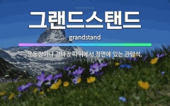 🌟그랜드스탠드: 운동장이나 경마장 따위에서 정면에 있는 관람석. - 표준국어대사전