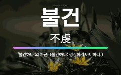 🌟불건: ‘불건하다’의 어근. (불건하다: 경건하지 아니하다.) - 표준국어대사전