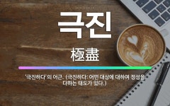 🌟극진: ‘극진하다’의 어근. (극진하다: 어떤 대상에 대하여 정성을 다하는 태도가 있다.) - 표준국어대사전