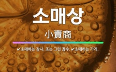 🌟소매상: 소매하는 가게., 소매하는 장사. 또는 그런 장수. - 표준국어대사전