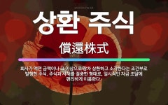 🌟상환 주식: 회사가 액면 금액이나 그 이상으로 장차 상환하고 소각한다는 조건부로 발행한 주식. 주식과 사... - 표준국어대사전