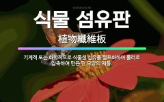 🌟식물 섬유판: 기계적 또는 화학적으로 식물성 섬유를 펄프화하여 롤러로 압축하여 만든 판 모양의 제품. - 표준국어대사전
