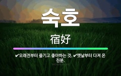 🌟숙호: 오래전부터 즐기고 좋아하는 것., 옛날부터 다져 온 친분. - 표준국어대사전