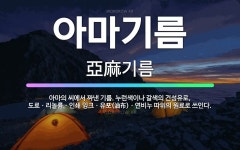 🌟아마기름: 아마의 씨에서 짜낸 기름. 누런색이나 갈색의 건성유로, 도료ㆍ리놀륨ㆍ인쇄 잉크ㆍ유포(油布)ㆍ연... - 표준국어대사전