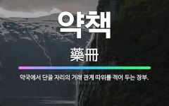 🌟약책: 약국에서 단골 자리의 거래 관계 따위를 적어 두는 장부. - 표준국어대사전
