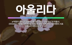 🌟아울리다: 여럿이 모여 한 덩어리나 한 판이 되다. ‘아우르다’의 피동사. (아우르다: 여럿을 모아 한 ... - 표준국어대사전
