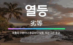 🌟열등: 보통의 수준이나 등급보다 낮음. 또는 그런 등급. - 표준국어대사전