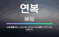 🌟연복: 상례(喪禮)에서, 소상(小祥) 뒤로부터 담제(禫祭) 전까지 입는 상제의 옷. - 표준국어대사전