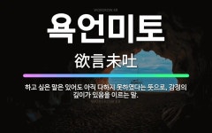 🌟욕언미토: 하고 싶은 말은 있어도 아직 다하지 못하였다는 뜻으로, 감정의 깊이가 있음을 이르는 말. - 표준국어대사전