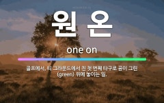 🌟원 온: 골프에서, 티 그라운드에서 친 첫 번째 타구로 공이 그린(green) 위에 놓이는 일. - 표준국어대사전