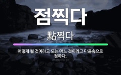 🌟점찍다: 어떻게 될 것이라고 또는 어느 것이라고 마음속으로 정하다. - 표준국어대사전