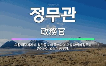 정무관: 의원 내각제에서, 장관을 도와 국회와의 교섭 따위의 정무에 관여하는 별정직 공무원. - 표준국어대사전