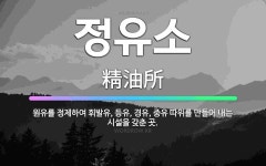 🌟정유소: 원유를 정제하여 휘발유, 등유, 경유, 중유 따위를 만들어 내는 시설을 갖춘 곳. - 표준국어대사전