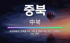 🌟중북: 농악대에서, 큰북을 치는 사람 중 둘째 사람. 또는 그 사람이 치는 큰북. - 표준국어대사전