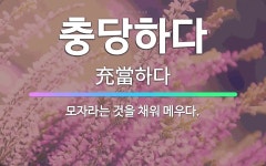 🌟충당하다: 모자라는 것을 채워 메우다. - 표준국어대사전