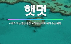 🌟햇덧: 해가 지는 짧은 동안., 일하는 데에 해가 주는 혜택. - 표준국어대사전