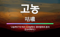 🌟고농: ‘고농하다’의 어근. (고농하다: 못마땅하여 혼자 군소리하다.) - 표준국어대사전