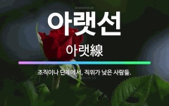 🌟아랫선: 조직이나 단체에서, 직위가 낮은 사람들. - 표준국어대사전