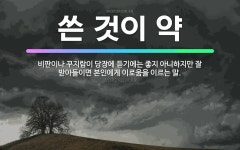 🌟쓴 것이 약: 비판이나 꾸지람이 당장에 듣기에는 좋지 아니하지만 잘 받아들이면 본인에게 이로움을 이르는 말. - 표준국어대사전