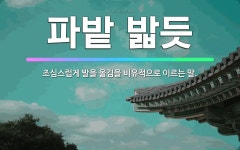 🌟파밭 밟듯: 조심스럽게 발을 옮김을 비유적으로 이르는 말. - 표준국어대사전