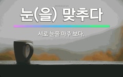 🌟눈(을) 맞추다: 서로 눈을 마주 보다. - 표준국어대사전