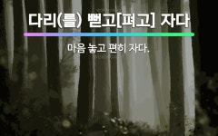 🌟다리(를) 뻗고[펴고] 자다: 마음 놓고 편히 자다. - 표준국어대사전