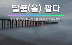 🌟달품(을) 팔다: 한 달 동안 일한 다음 달삯을 받기로 하고 품을 팔다. - 표준국어대사전