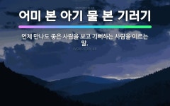 🌟어미 본 아기 물 본 기러기: 언제 만나도 좋은 사람을 보고 기뻐하는 사람을 이르는 말. - 표준국어대사전