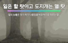 🌟일은 할 탓이고 도지개는 맬 탓: 일의 능률은 자기 하기 나름임을 비유적으로 이르는 말. - 표준국어대사전