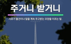 🌟주거니 받거니: 서로가 물건이나 말을 계속 주고받는 모양을 이르는 말. - 표준국어대사전