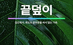 🌟끝덮이: 검도에서, 죽도의 끝부분을 싸서 덮는 가죽. - 표준국어대사전