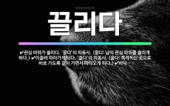 🌟끌리다: 바닥에 닿은 채로 잡아당겨지다. ‘끌다’의 피동사. (끌다: 바닥에 댄 채로 잡아당기다.), 관... - 표준국어대사전