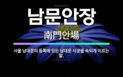 🌟남문안장: 서울 남대문의 동쪽에 있는 남대문 시장을 속되게 이르는 말. - 표준국어대사전