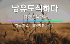 🌟낭유도식하다: 하는 일 없이 헛되이 놀고먹다. - 표준국어대사전