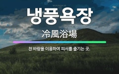 🌟냉풍욕장: 찬 바람을 이용하여 피서를 즐기는 곳. - 표준국어대사전
