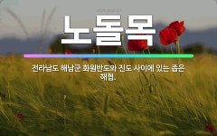 🌟노돌목: 전라남도 해남군 화원반도와 진도 사이에 있는 좁은 해협. - 표준국어대사전