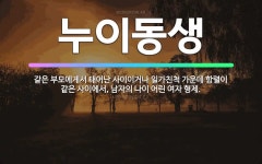 🌟누이동생: 같은 부모에게서 태어난 사이이거나 일가친척 가운데 항렬이 같은 사이에서, 남자의 나이 어린 여... - 표준국어대사전