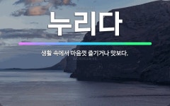 🌟누리다: 생활 속에서 마음껏 즐기거나 맛보다. - 표준국어대사전