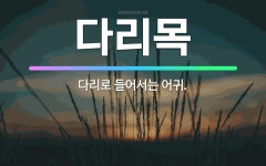 🌟다리목: 다리로 들어서는 어귀. - 표준국어대사전