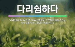 🌟다리쉼하다: ‘다리쉬임하다’의 준말. (다리쉬임하다: 오랫동안 길을 걷거나 서서 일을 하다가 잠깐 다리를... - 표준국어대사전