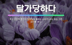 🌟달가당하다: 작고 단단한 물건이 맞부딪쳐 울리는 소리가 나다. 또는 그런 소리를 내다. - 표준국어대사전