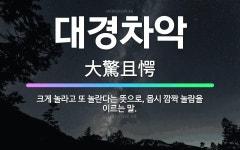 🌟대경차악: 크게 놀라고 또 놀란다는 뜻으로, 몹시 깜짝 놀람을 이르는 말. - 표준국어대사전