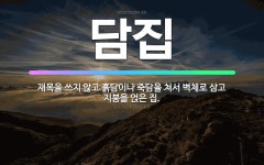 🌟담집: 재목을 쓰지 않고 흙담이나 죽담을 쳐서 벽체로 삼고 지붕을 얹은 집. - 표준국어대사전