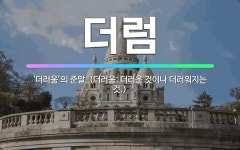 🌟더럼: ‘더러움’의 준말. (더러움: 더러운 것이나 더러워지는 것.) - 표준국어대사전
