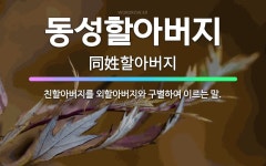 🌟동성할아버지: 친할아버지를 외할아버지와 구별하여 이르는 말. - 표준국어대사전