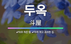 🌟두옥: 아주 작은 방., 아주 작고 초라한 집. - 표준국어대사전
