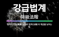 🌟강급법계: 범죄의 경중(輕重)에 따라 법계(法階)의 계급을 낮추는 일. - 표준국어대사전