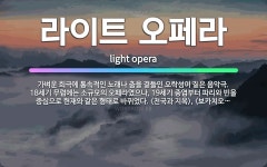 🌟라이트 오페라: 가벼운 희극에 통속적인 노래나 춤을 곁들인 오락성이 짙은 음악극. 18세기 무렵에는 소규... - 표준국어대사전
